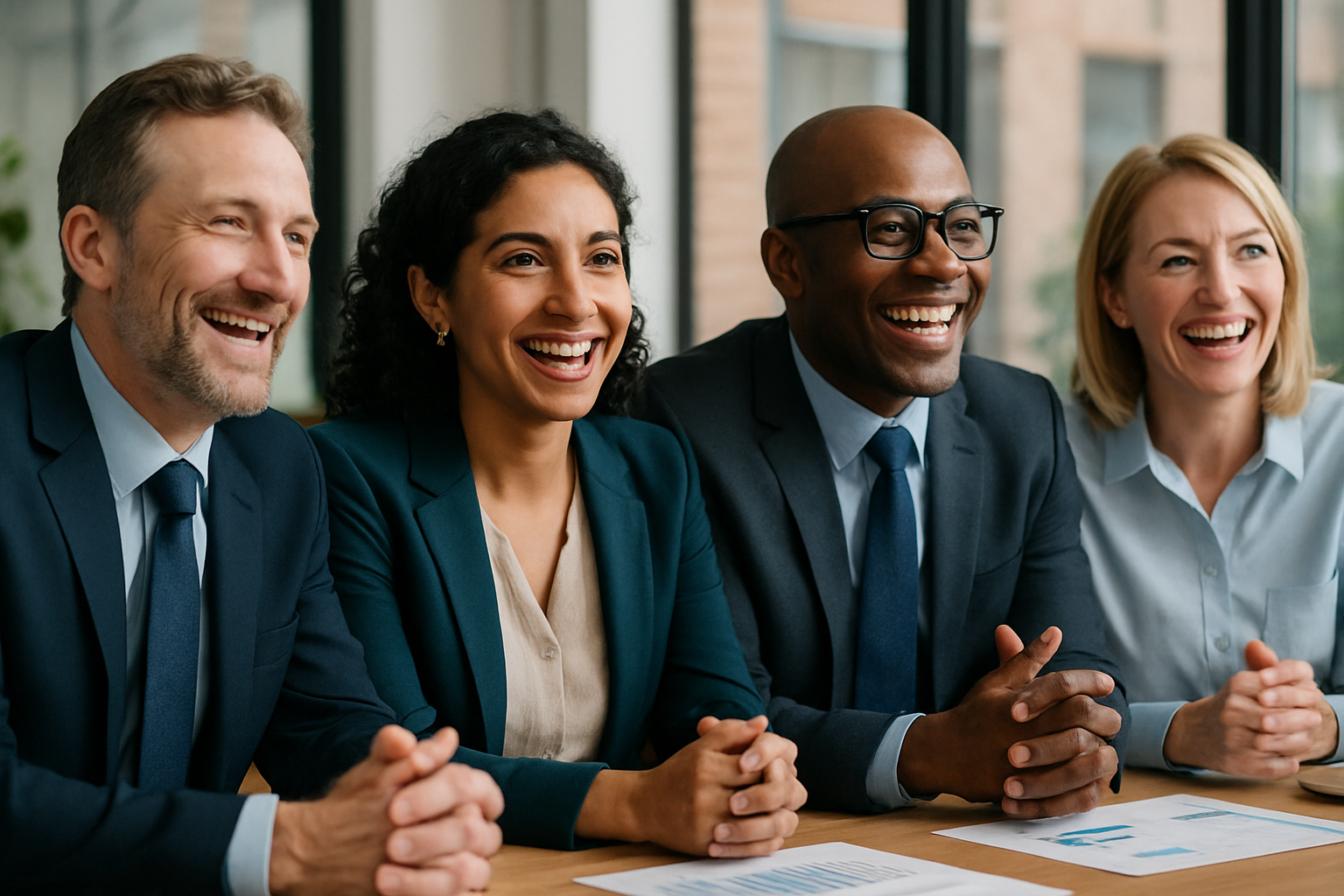 Diverse group of investors happy and impressed