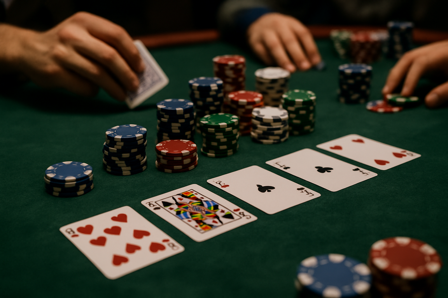 an picture of a poker table in the middle of a game