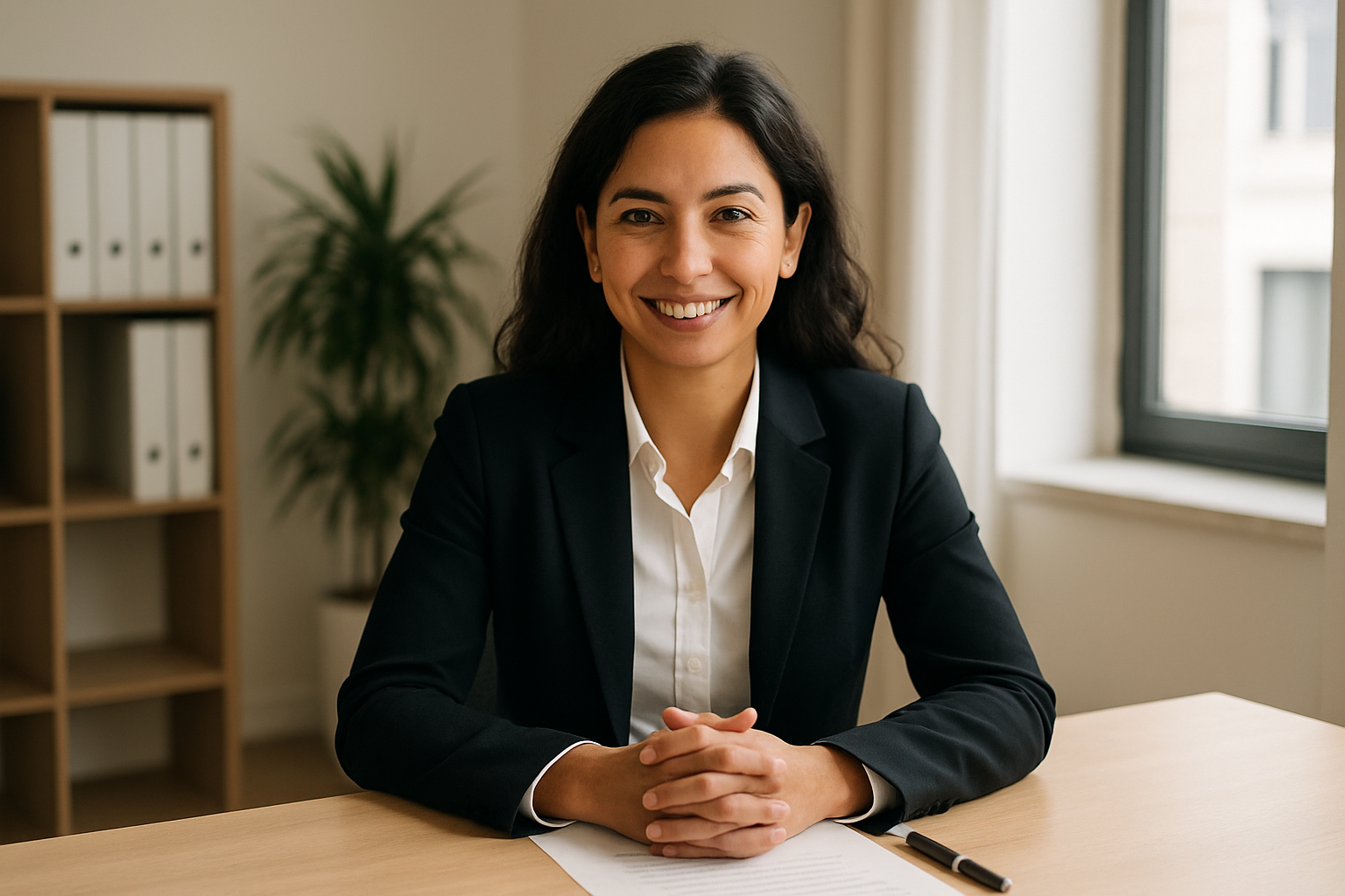 photographic A portugese women interviewing for a business position in a room with good lighting-1