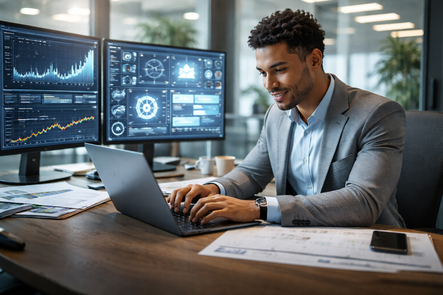 A man working at a desk