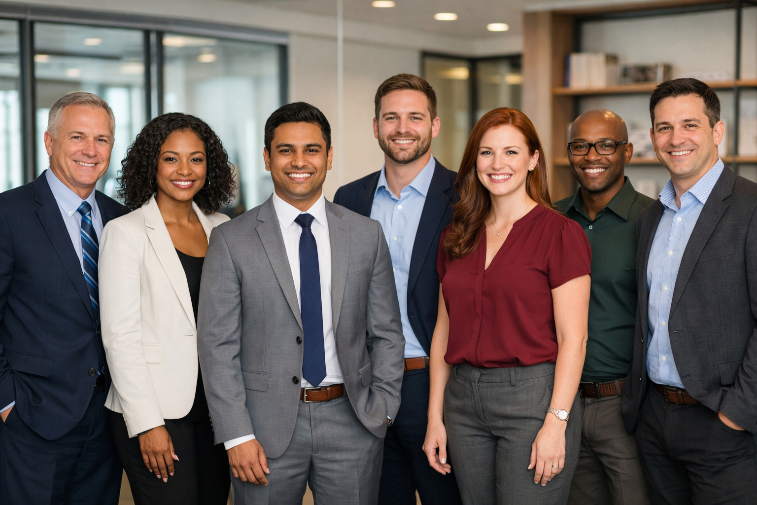 An image of a group of diverse business professionals, 5 new business professionals joined.